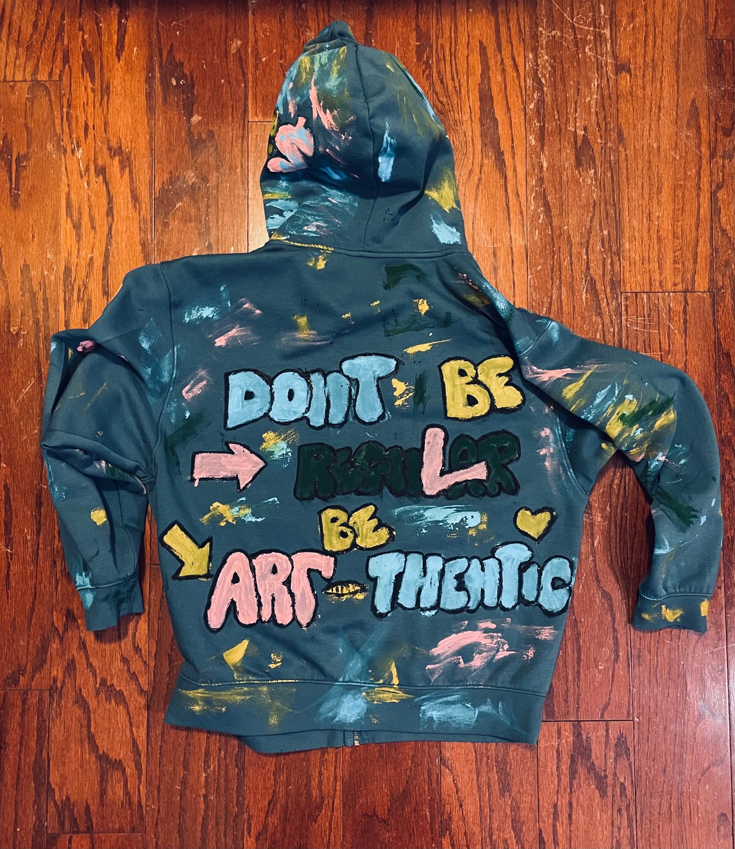 "Artthentic" Painted Distressed Hoodie