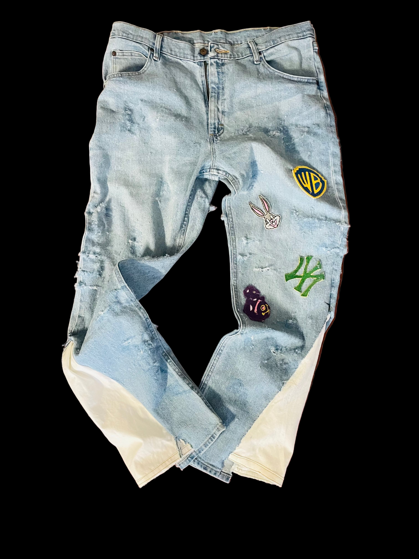 “Sabores” Patched Stacked Jeans