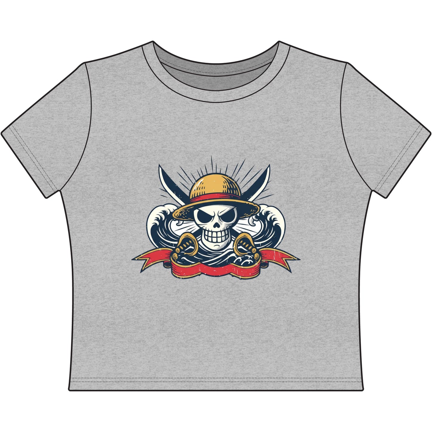 One Piece Skull Graphic Crop Top