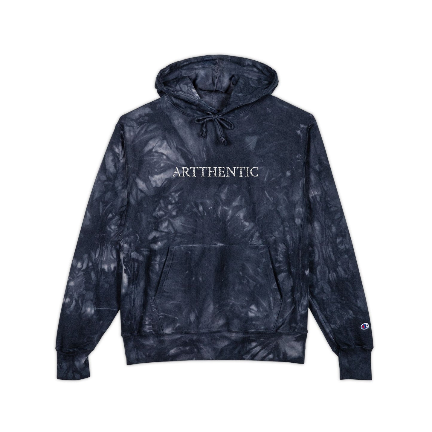 Tie Dye "Artthentic" Embroidered Hoodie