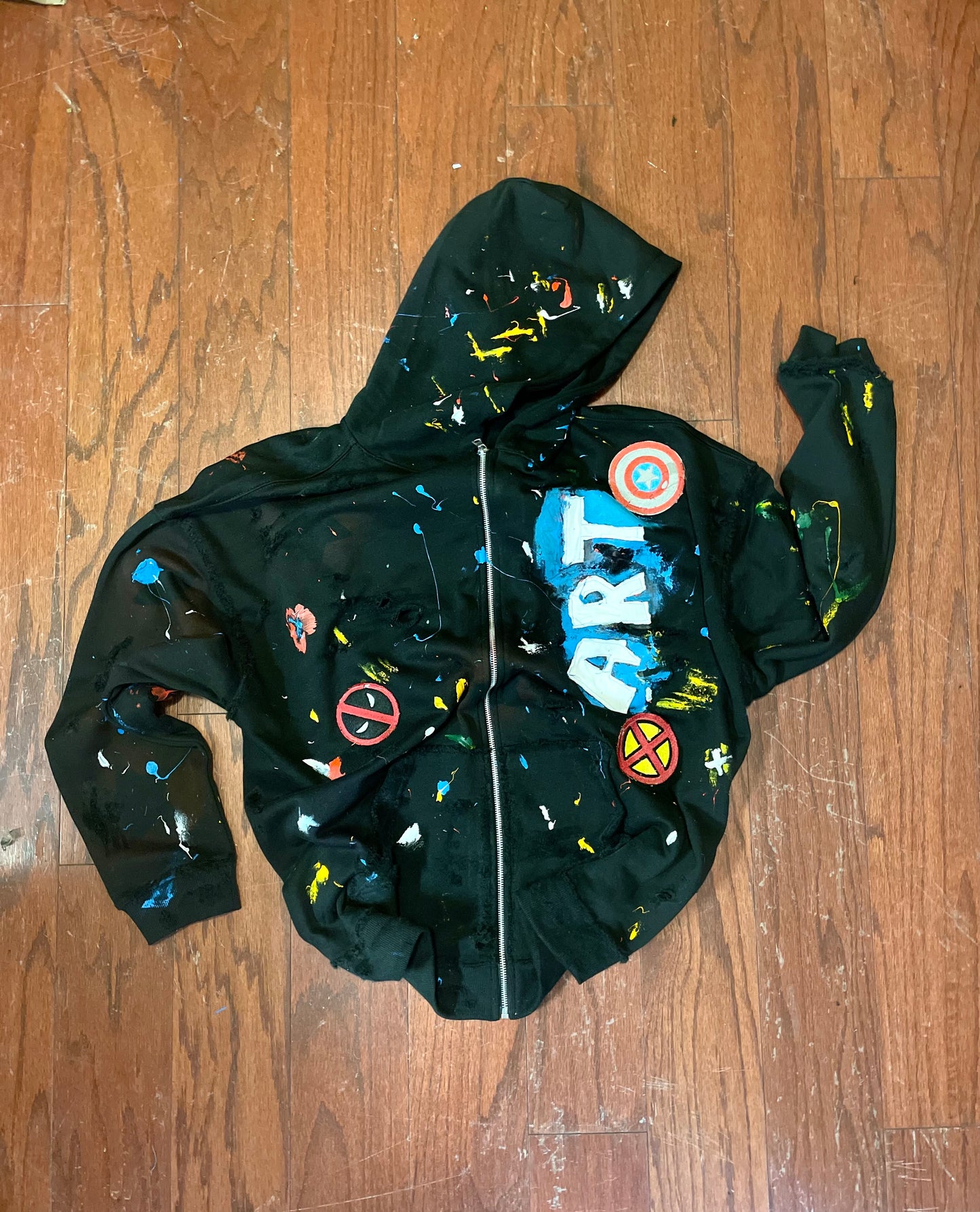 "Artthentic" Painted Distressed Hoodie