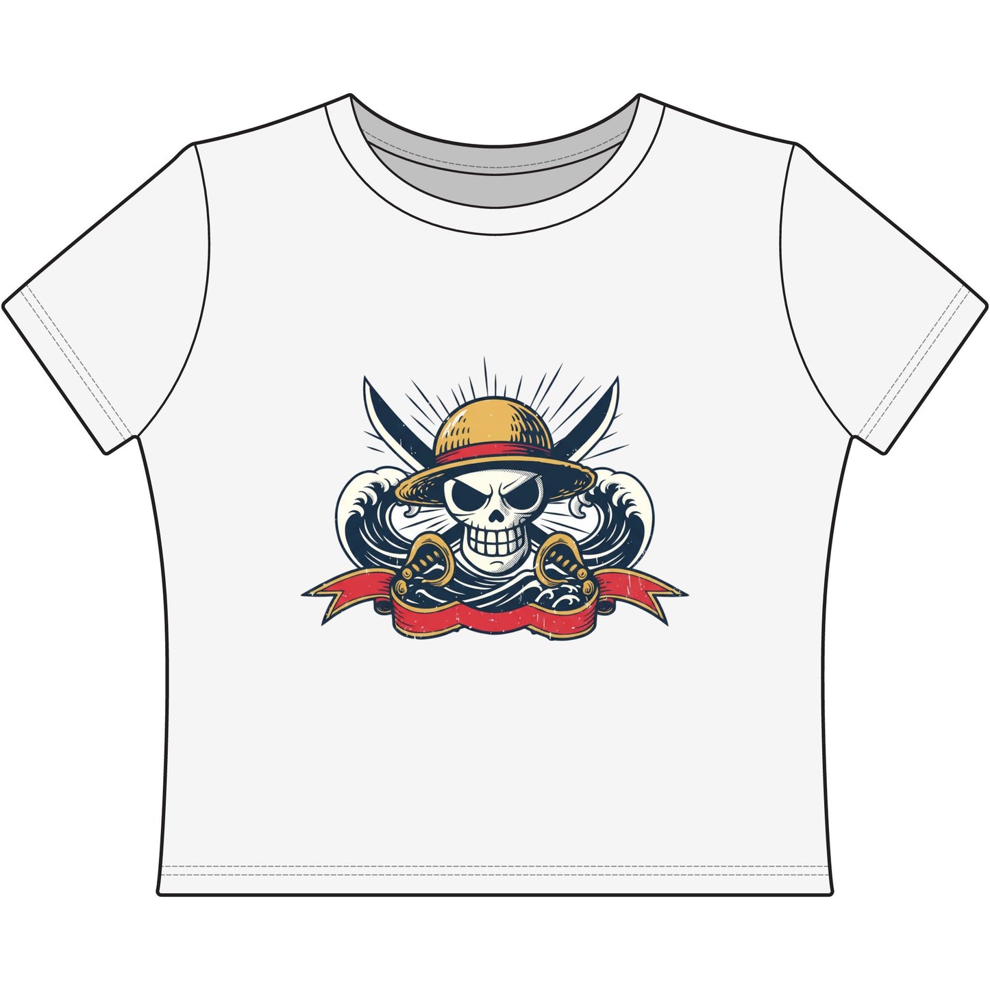 One Piece Skull Graphic Crop Top