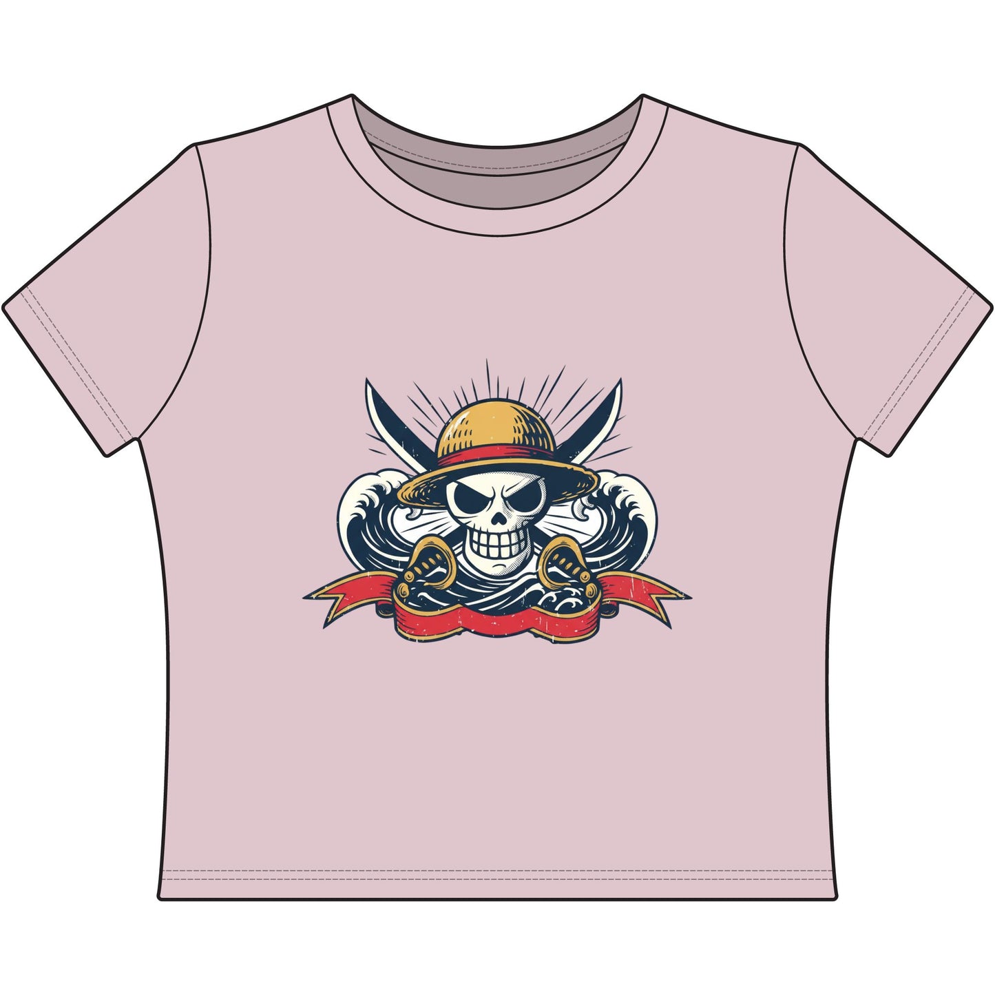 One Piece Skull Graphic Crop Top
