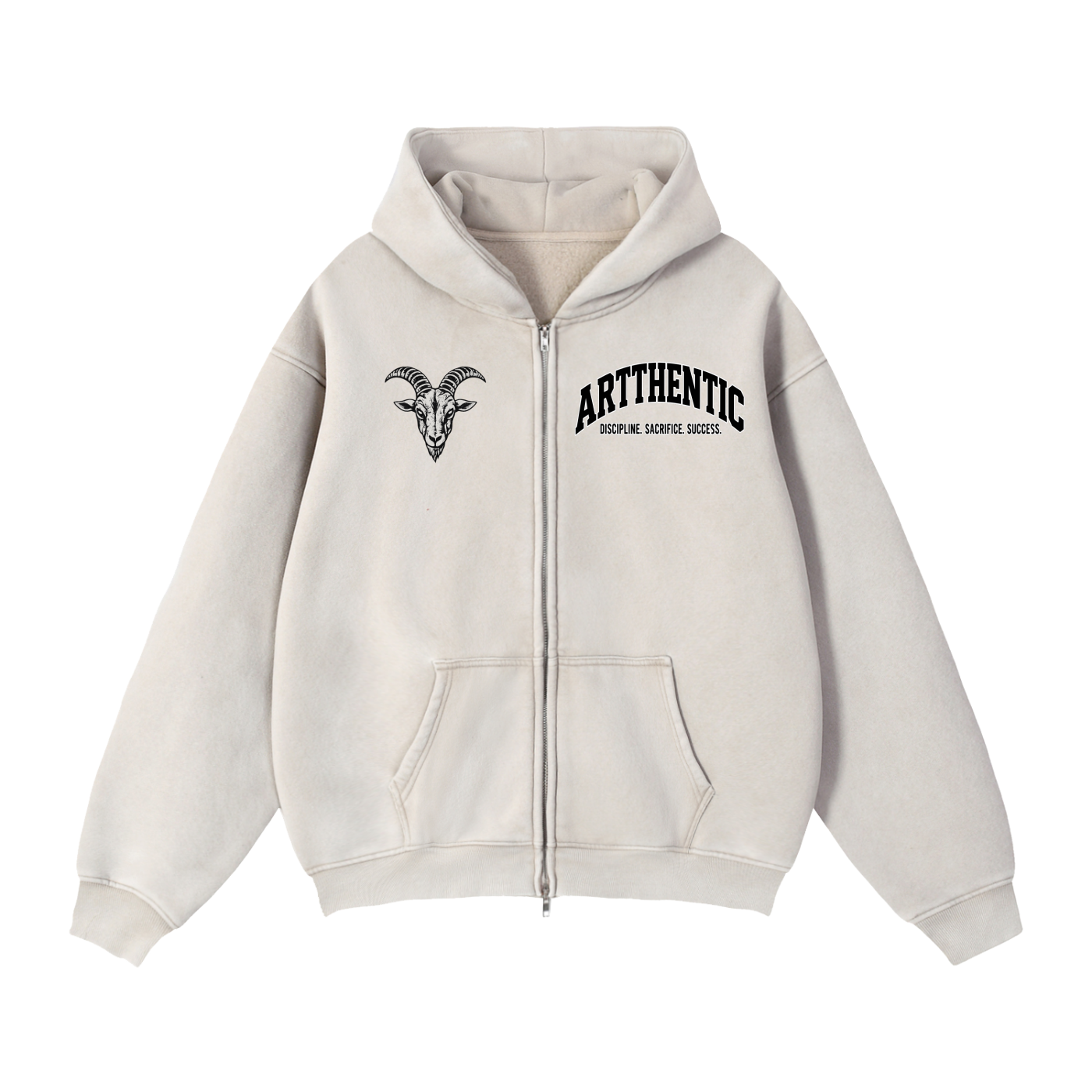 Zip-Through Boxy Fleece Hoodie
