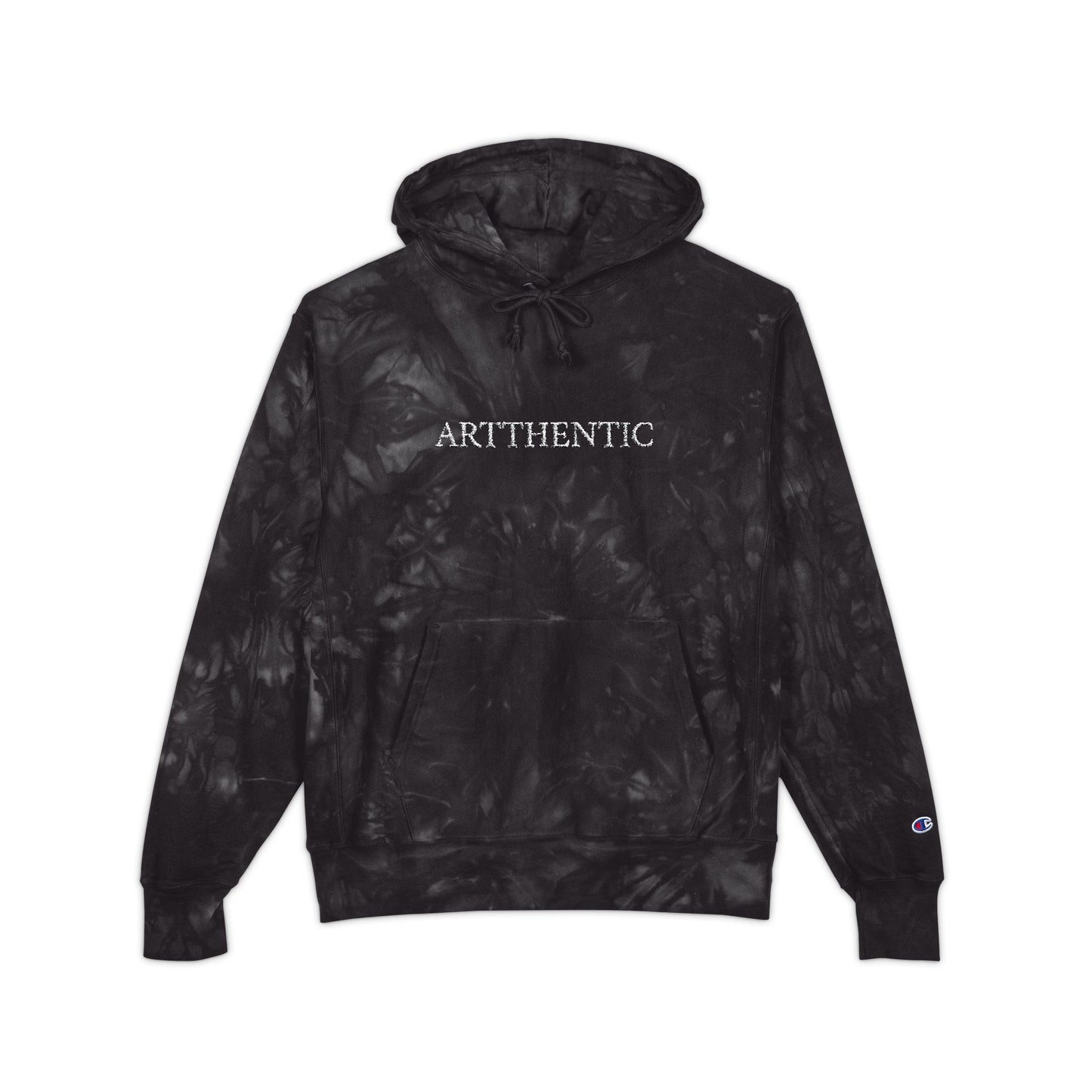 Tie Dye "Artthentic" Embroidered Hoodie